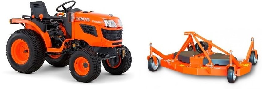 Kubota B1620 met gazon banden en sicma maaier FE1200